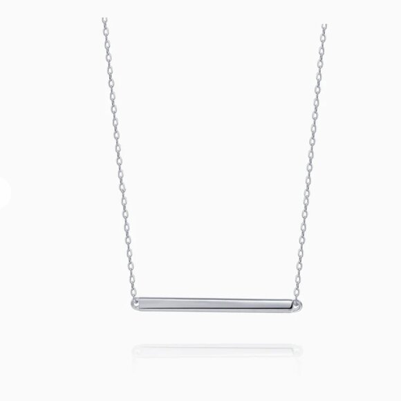 S.Leaf Sterling Silver Bar Necklace Pendant 18.5" - Picture 1 of 3